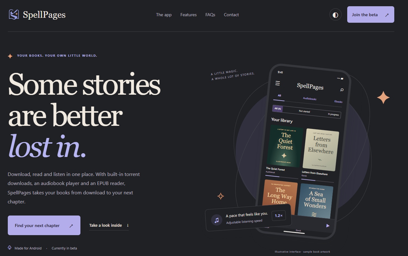 SpellPages website preview